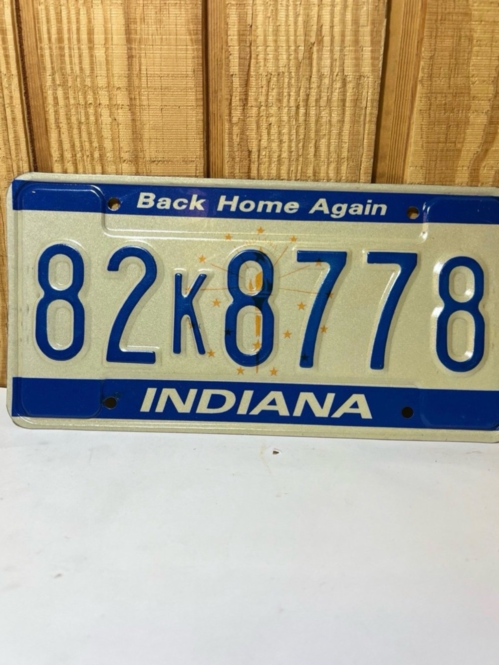Indiana Vintage License Plate - Blue & White